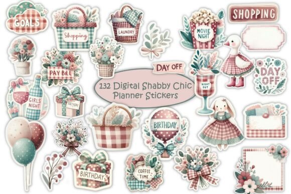 Download Shabby Chic Planner Stickers Kit PNGs - Premium Resources